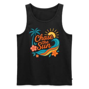 chase the sun | Sommer Design - Männer Premium Bio Tank Top - Schwarz - Vorne - Michal (187cm)