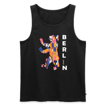 Ours de Berlin - Débardeur bio Premium Homme - noir - Devant - AI Model Male 178 light (178cm)