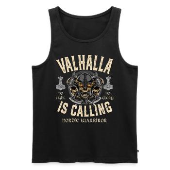Valhalla is Calling - Männer Premium Bio Tank Top - Schwarz - Vorne - AI Model Male 178 light (178cm)