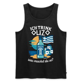 Ich trink Ouzo was machst du so Griechenland - Männer Premium Bio Tank Top - Schwarz - Vorne - Michal (187cm)