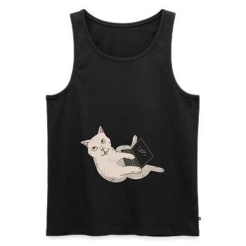 Katze Cat - Trust me, I work on Computers - Männer Premium Bio Tank Top - Schwarz - Vorne - AI Model Male 178 light (178cm)