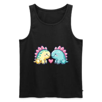 Dinosaure Stégosaure Couple Amour Couple Amoureux - Débardeur bio Premium Homme - noir - Devant - Michal (187cm)