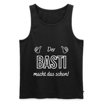 Herren der Basti macht das schon! Lustiger Spruch - Männer Premium Bio Tank Top - Schwarz - Vorne - AI Model Male 178 light (178cm)