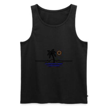 Palm Island Holidays - Men's Premium Organic Tank Top - black - Front - Michal (187cm)