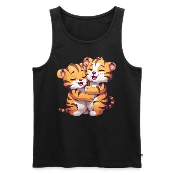 Câlins mignons de tigre maman étreinte - Débardeur bio Premium Homme - noir - Devant - Michal (187cm)
