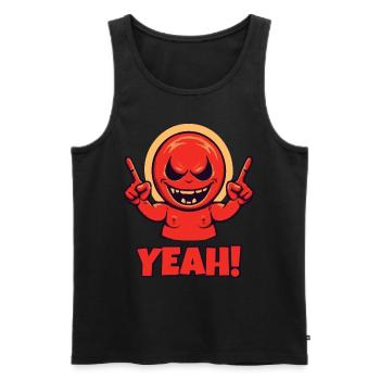 Finger in die Luft zeigen, roter Kerl sagt yeah - Männer Premium Bio Tank Top - Schwarz - Vorne - AI Model Male 178 light (178cm)