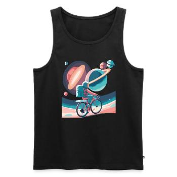 Cyclisme galactique - Débardeur bio Premium Homme - noir - Devant - AI Model Male 178 light (178cm)