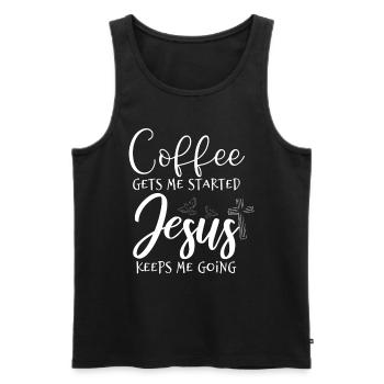 Coffee and Jesus - Men's Premium Organic Tank Top - black - Front - Michal (187cm)