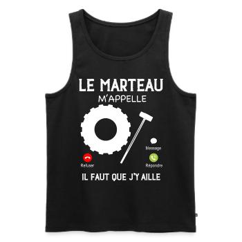 Marteau Sport Entrainement Du Jour Cadeau - Débardeur bio Premium Homme - noir - Devant - Michal (187cm)