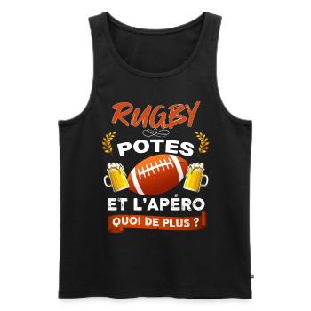Rugby Potes et apéro Cadeau Papa - Débardeur bio Premium Homme - noir - Devant - Michal (187cm)