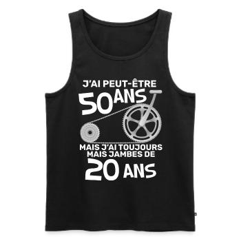 Anniversaire Homme Cycliste 50 ans Citation Vélo - Débardeur bio Premium Homme - noir - Devant - Michal (187cm)