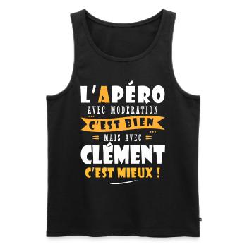 Humour Clément Apero T shirt Humour Drôles Clement - Débardeur bio Premium Homme - noir - Devant - Michal (187cm)