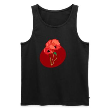 Coquelicots dans un cercle - Débardeur bio Premium Homme - noir - Devant - Michal (187cm)