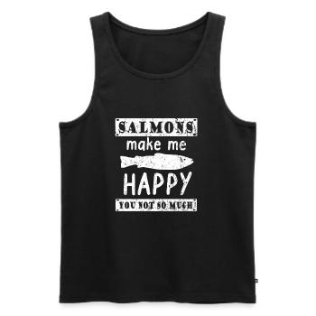 Salmons make me happy salmon saying Norway fish - Men's Premium Organic Tank Top - black - Front - AI Model Male 178 light (178cm)