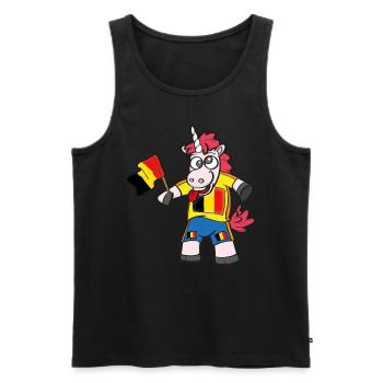 Licorne folle belge - Débardeur bio Premium Homme - noir - Devant - Michal (187cm)