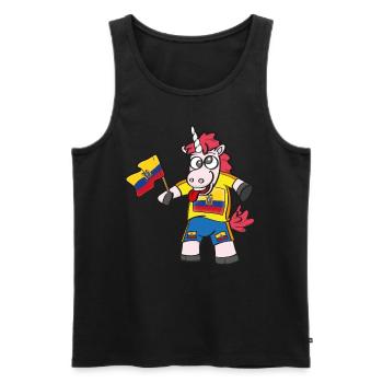 Licorne folle de l’Équateur - Débardeur bio Premium Homme - noir - Devant - Michal (187cm)