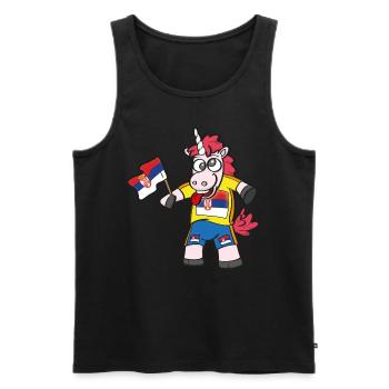 Serbie Licorne folle - Débardeur bio Premium Homme - noir - Devant - Michal (187cm)