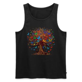 Butterfly Tree Colorful Butterflies Flies - Men's Premium Organic Tank Top - black - Front - Michal (187cm)