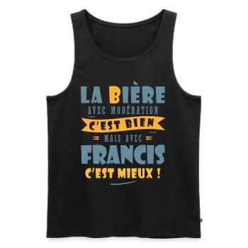 Francis Bière Cadeau Humour cadeau francis - Débardeur bio Premium Homme - noir - Devant - Michal (187cm)