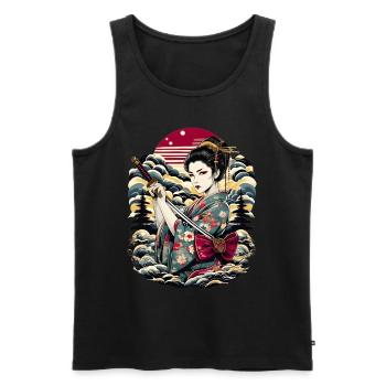 Geisha japonaise - Débardeur bio Premium Homme - noir - Devant - AI Model Male 178 light (178cm)