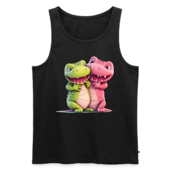 Niedlicher Dinosaurus kuschelt Paar Matching - Männer Premium Bio Tank Top - Schwarz - Vorne - AI Model Male 178 light (178cm)