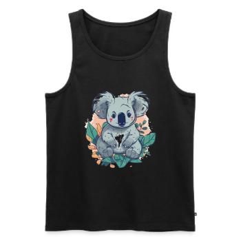 Mignon Anime Style Koala Kawaii - Débardeur bio Premium Homme - noir - Devant - Michal (187cm)