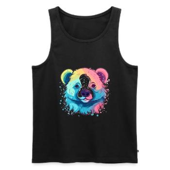 Mignon Anime Style paresseux ours Kawaii - Débardeur bio Premium Homme - noir - Devant - AI Model Male 178 light (178cm)