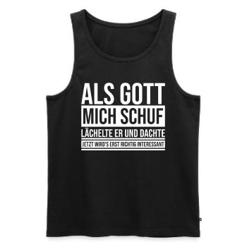When God created me, he smiled and thought - Men's Premium Organic Tank Top - black - Front - Michal (187cm)