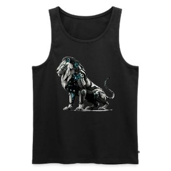 Lion cybernétique futuriste - Débardeur bio Premium Homme - noir - Devant - AI Model Male 178 light (178cm)