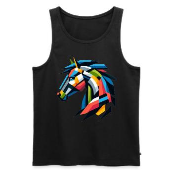 Cheval abstrait cheval - Débardeur bio Premium Homme - noir - Devant - Michal (187cm)