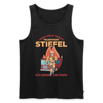 Mein Held Trägt Feuerwehr Stiefel Ich Nenne Ihn Pa - Männer Premium Bio Tank Top - Schwarz - Vorne - Michal (187cm)