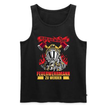 Ich Gebe Alles Ein Echter Feuerwehrmann Zu Werden - Männer Premium Bio Tank Top - Schwarz - Vorne - Michal (187cm)