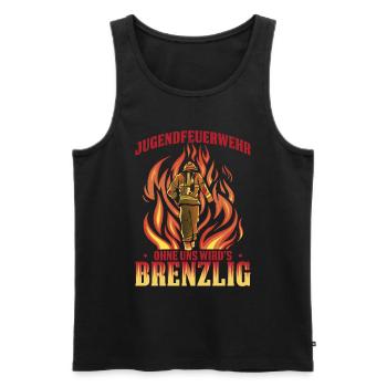 Jugendfeuerwehr Ohne Uns Wird’s Brenzlig - Männer Premium Bio Tank Top - Schwarz - Vorne - Michal (187cm)