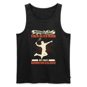 Unterschätze Niemals Einen Alten Mann Mit Einem Ba - Männer Premium Bio Tank Top - Schwarz - Vorne - Michal (187cm)