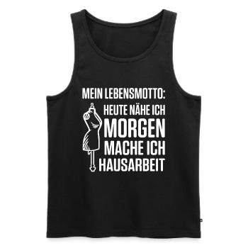 Heute Nähe Ich Morgen Mache Ich Hausarbeit - Männer Premium Bio Tank Top - Schwarz - Vorne - AI Model Male 178 light (178cm)