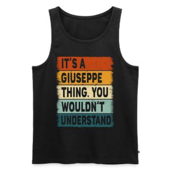 Gift Name Giuseppe Birthday Sayings - Men's Premium Organic Tank Top - black - Front - AI Model Male 178 light (178cm)