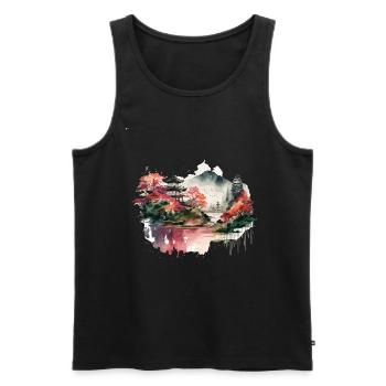 Berg - Männer Premium Bio Tank Top - Schwarz - Vorne - Michal (187cm)