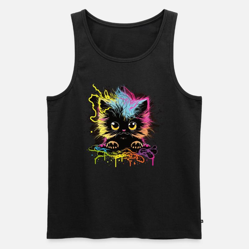Bunte Katze - Männer Premium Bio Tank Top - Schwarz