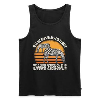 Was ist besser als ein Zebra? Zwei Zebras - Männer Premium Bio Tank Top - Schwarz - Vorne - Michal (187cm)