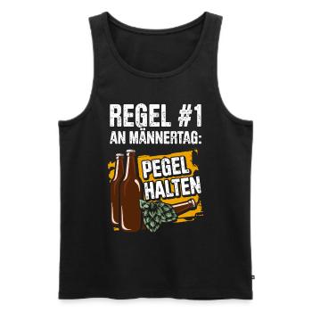 Regel #1 An Männertag: Pegel Halten Bier Trinken - Männer Premium Bio Tank Top - Schwarz - Vorne - Michal (187cm)