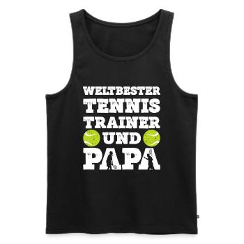 Weltbester Tennis Trainer Und Papa Tennisspieler - Männer Premium Bio Tank Top - Schwarz - Vorne - Michal (187cm)