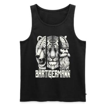 Bärtigermann Bär Tiger Mann Geschenk Bart - Männer Premium Bio Tank Top - Schwarz - Vorne - Michal (187cm)