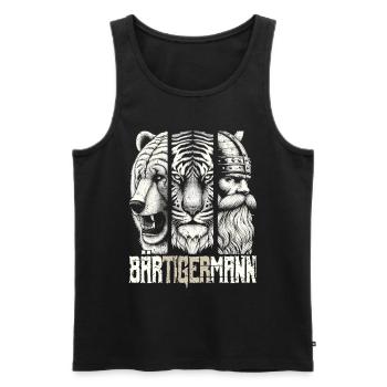 Bärtigermann Bär Tiger Mann Geschenk Bart - Männer Premium Bio Tank Top - Schwarz - Vorne - Michal (187cm)