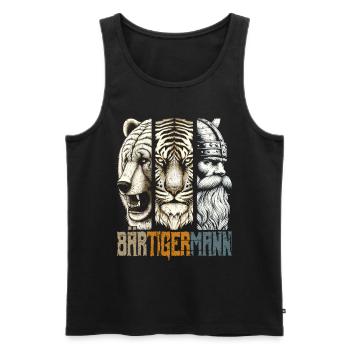 Bärtigermann Bär Tiger Mann Geschenk Bart - Männer Premium Bio Tank Top - Schwarz - Vorne - Michal (187cm)