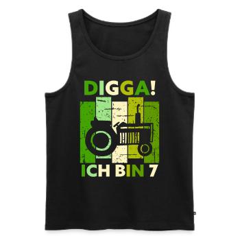7th Birthday Boy Tractor Gift Farmer - Men's Premium Organic Tank Top - black - Front - Michal (187cm)