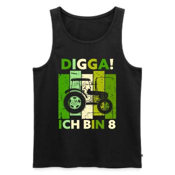 8th Birthday Boy Tractor Gift Farmer - Men's Premium Organic Tank Top - black - Front - Michal (187cm)