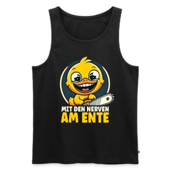 Stress Gestresst Nerven Arbeit Geschenk Spruch - Männer Premium Bio Tank Top - Schwarz - Vorne - Michal (187cm)