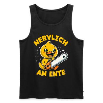 Stress Gestresst Nerven Arbeit Geschenk Spruch - Männer Premium Bio Tank Top - Schwarz - Vorne - Michal (187cm)