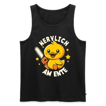 Stress Gestresst Nerven Arbeit Geschenk Spruch - Männer Premium Bio Tank Top - Schwarz - Vorne - Michal (187cm)