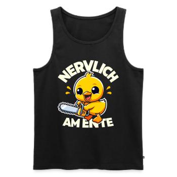 Stress Gestresst Nerven Arbeit Geschenk Spruch - Männer Premium Bio Tank Top - Schwarz - Vorne - Michal (187cm)